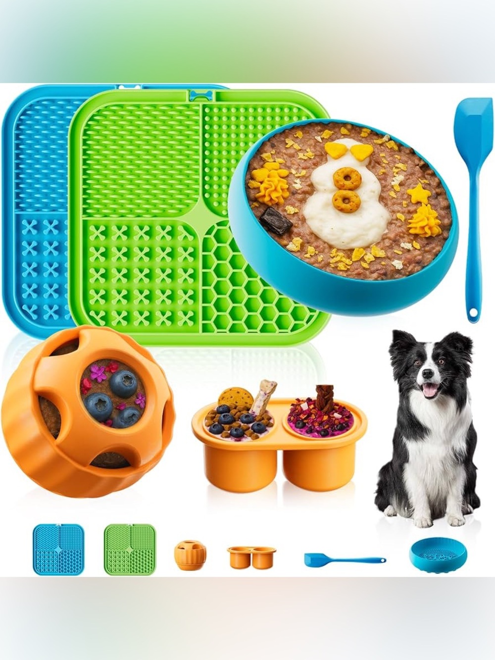 6 Piece Dog Enrichment Toys Set Lick Mat Treat Ball Slow Feeder Puzzle Bowl